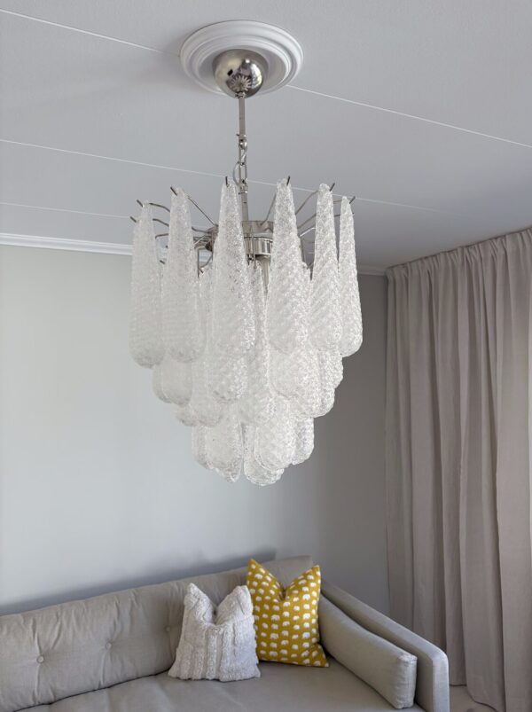 Medium Transparent Murano Glass Chandelier Drop Prism with 41 glass prisms