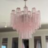 Medium Pink Murano Glass Chandelier Tubular – handcrafted in Italy