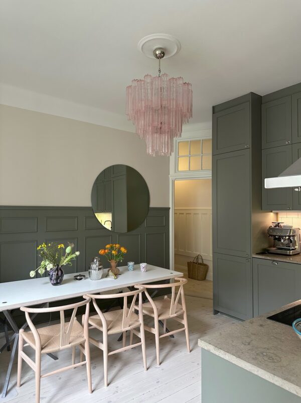 Large Pink Murano Glass Chandelier Tubular – handcrafted in Murano Italy