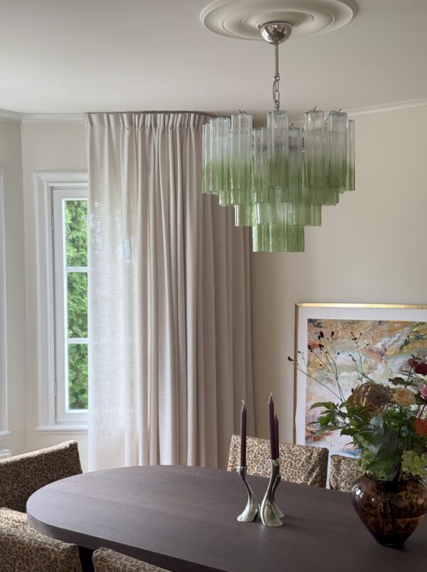 Medium Honey Murano Glass Chandelier Tubular – handcrafted in Italy