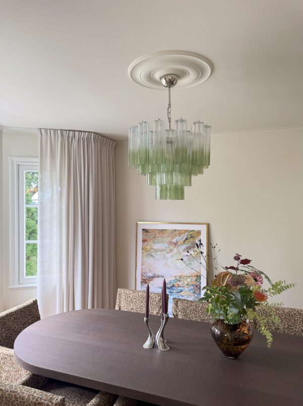 Medium Honey Murano Glass Chandelier Tubular – Mid-Century Italian lighting