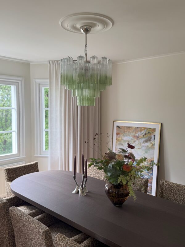 Medium Honey Murano Glass Chandelier Tubular with 36 honey prisms