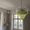 Handblown Murano Tubular Chandelier – 48 Glass Prisms in a Stockholm home