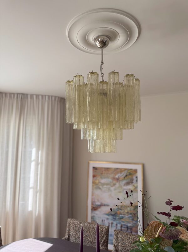 Medium Green Day Murano Glass Chandelier Tubular – handcrafted in Italy