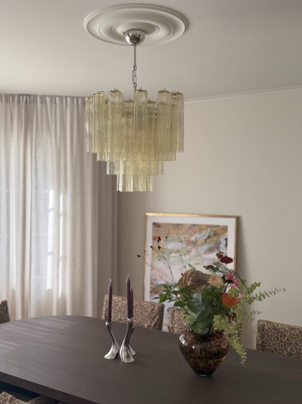 Medium Green Day Murano Glass Chandelier Tubular – Mid-Century Italian lighting