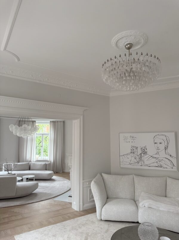 Large Transparent Murano Glass Chandelier Poliedri – handcrafted in Italy