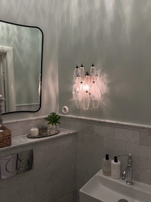 Transparent Murano Glass Wall Sconce with Murano prisms