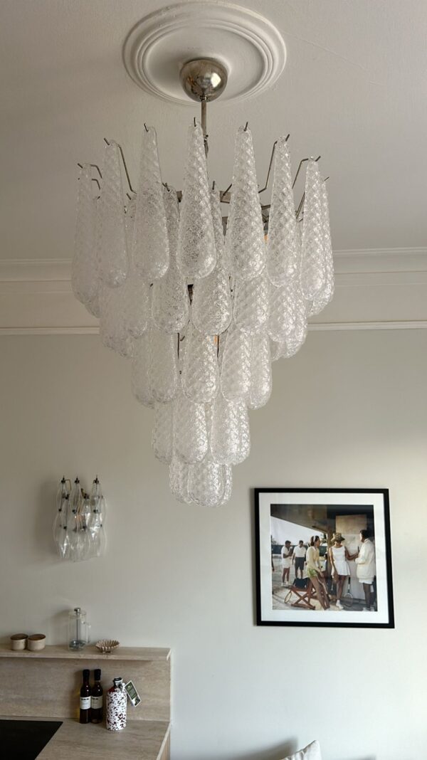 Large Transparent Murano Glass Chandelier Drop Prism – handcrafted in Murano Italy