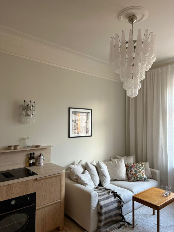 Large Transparent Murano Glass Chandelier Drop Prism – Mid-Century Italian lighting