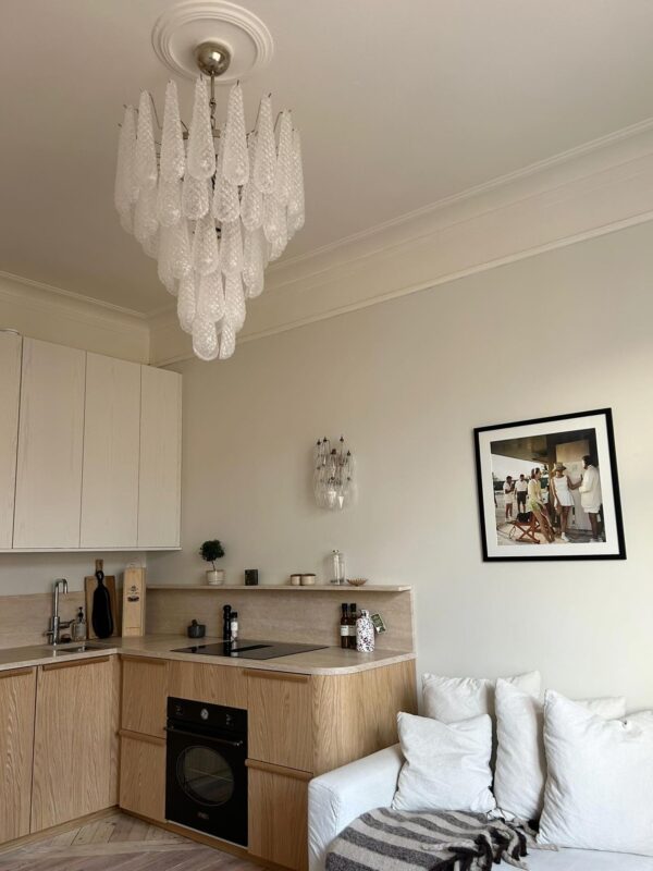 Large Transparent Murano Glass Chandelier Drop Prism for living rooms and bedrooms