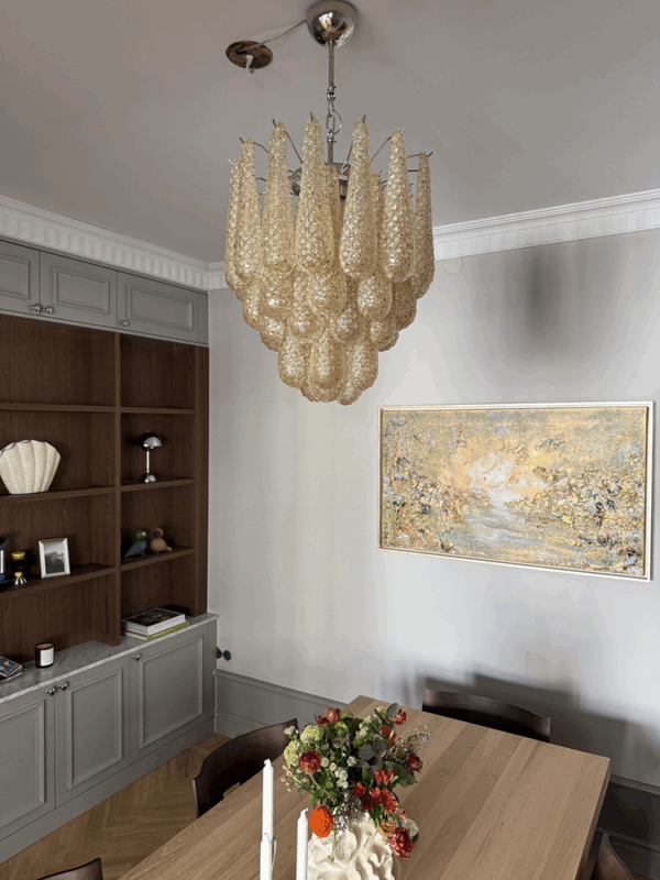 Medium Amber Murano Glass Chandelier Drop Prism – handcrafted in Italy