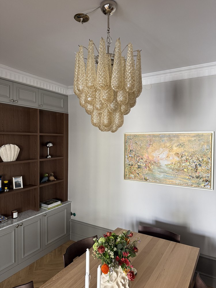Medium Amber Murano Glass Chandelier Drop Prism – handcrafted in Italy