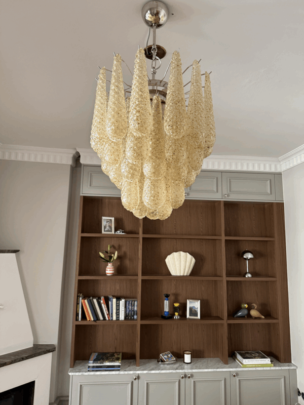 Medium Amber Murano Glass Chandelier Drop Prism – Mid-Century Italian lighting