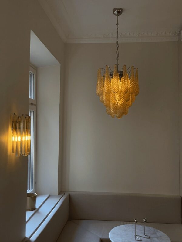 Handblown Murano Drops Chandelier – 41 Glass Drops in a Stockholm home