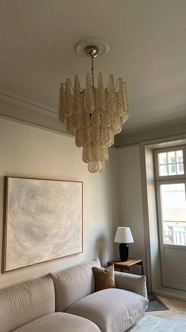 Large Amber Murano Glass Chandelier Drop Prism – handcrafted in Murano Italy