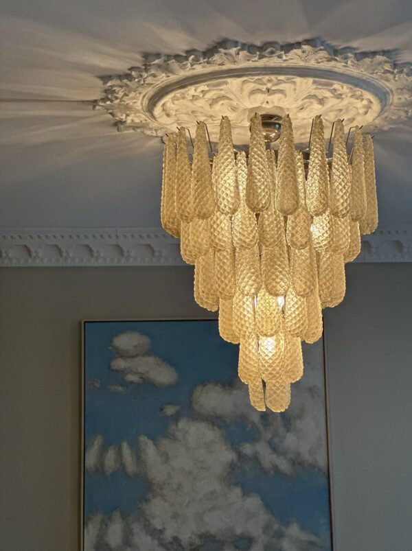 XL Amber Murano Glass Chandelier Drop Prism – Mid-Century Italian design