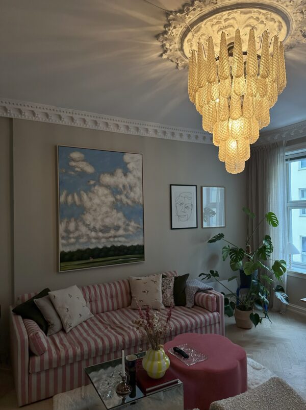 XL Amber Murano Glass Chandelier Drop Prism with 75 prisms