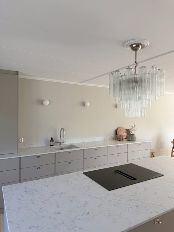 Medium Transparent Murano Glass Chandelier Tubular – Mid-Century Italian design