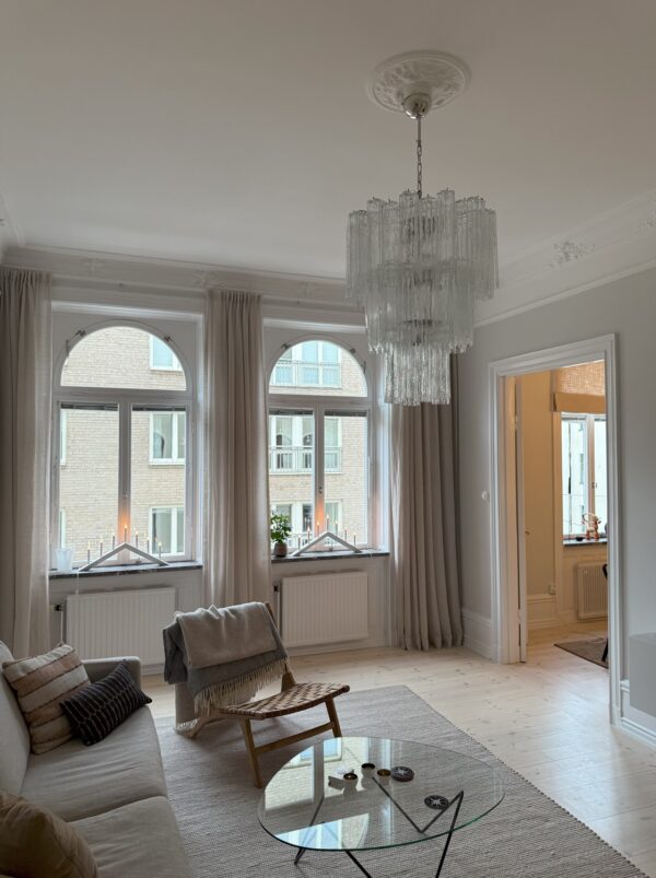 Large Transparent Murano Glass Chandelier Tubular – Mid-Century Italian lighting