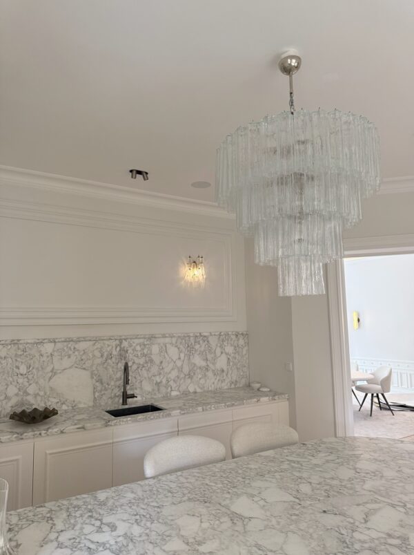 XL Transparent Murano Glass Chandelier Tubular for dining rooms and foyers