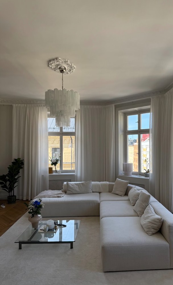 Handblown Murano Tubular Chandelier – 30 Glass Prisms in a Stockholm home