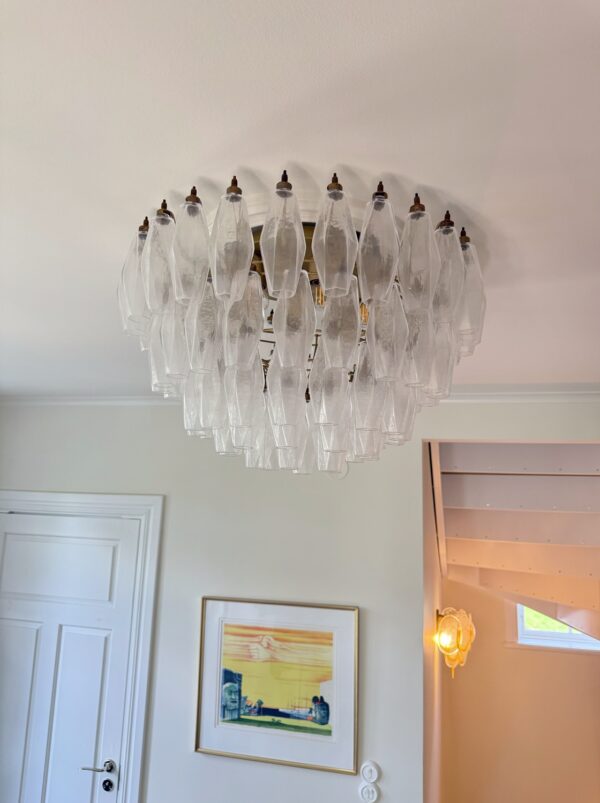 Transparent Poliedri Murano Glass Ceiling Light – handcrafted in Italy
