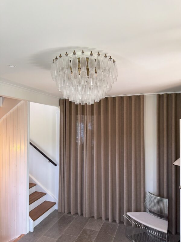 Transparent Murano ceiling light in Poliedri Carlo Scarpa style