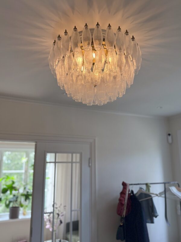 Mid-Century Transparent Poliedri Murano ceiling light with 85 prisms