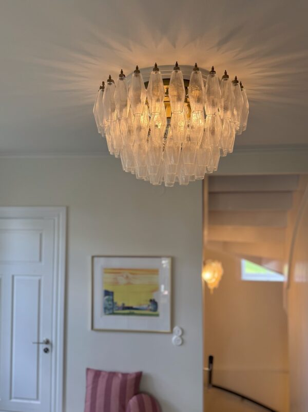 Mid-Century Transparent Poliedri Murano ceiling light with 85 prisms