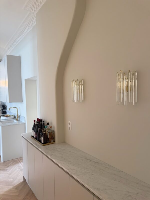 Transparent Fiora Murano wall sconce with chrome fittings