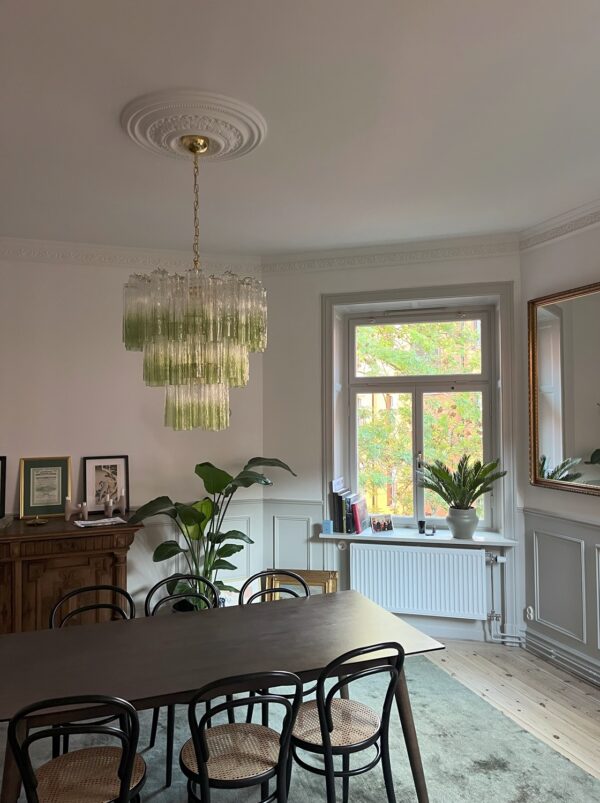 • Two-Colored Murano Glass Chandelier – Tubular prisms handcrafted in Italy