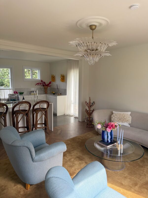 Mid-Century Italian Paloma chandelier in transparent Murano glass