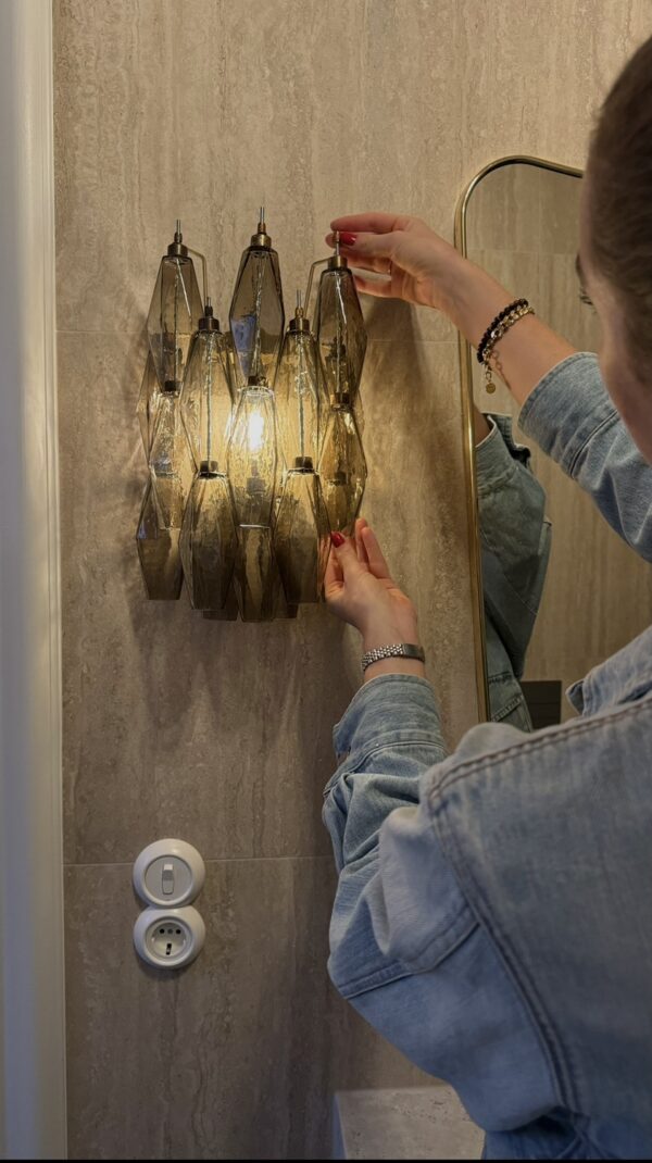 Dark Sand Murano Glass Wall Sconce with Murano prisms