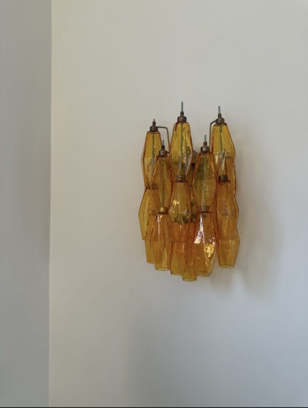 Amber Murano Glass Wall Sconce with Murano prisms