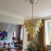 Amber Murano glass chandelier – Mid-Century Mazzega style – XXL