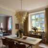 Handblown Murano Petal Chandelier – 83 Glass Petals in a Stockholm home