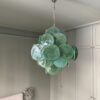 Green Murano Disks Chandelier – 36 Glass Discs — handblown Murano glass, made in Italy