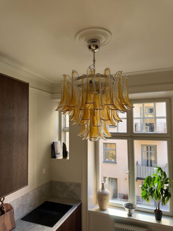 Caramel Murano Petal Chandelier – 53 Glass Petals — handblown Murano glass, made in Italy