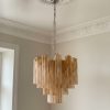 Handblown Murano Tubular Chandelier – 36 Glass Prisms in hazel glass