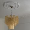 Handblown Murano Tubular Chandelier – 36 Glass Prisms in honey glass