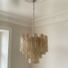 Handblown Murano Tubular Chandelier – 36 Glass Prisms in beige glass