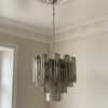 Handblown Murano Tubular Chandelier – 36 Glass Prisms in smoked glass
