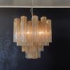 Handblown Murano Tubular Chandelier – 36 Glass Prisms in beige glass