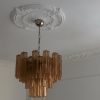 Handblown Murano Tubular Chandelier – 36 Glass Prisms in tobacco glass