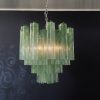 Handblown Murano Tubular Chandelier – 36 Glass Prisms in green glass