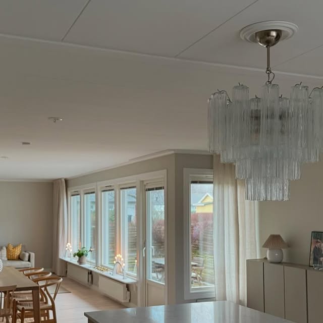 Handblown Murano Tubular Chandelier – 36 Glass Prisms in a Swedish home — ODO Items