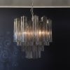 Handblown Murano Tubular Chandelier – 36 Glass Prisms in smoked glass