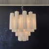 Handblown Murano Tubular Chandelier – 36 Glass Prisms in white glass