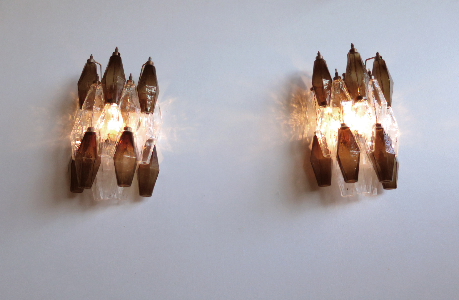 Handblown Murano glass — Poliedri Transparent/Smoked