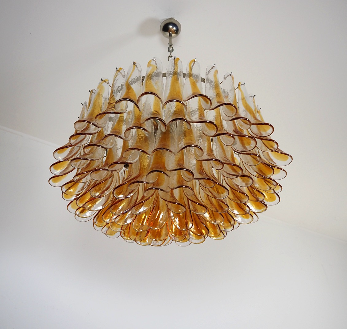 Handblown Murano glass — Petal Transparent/Amber